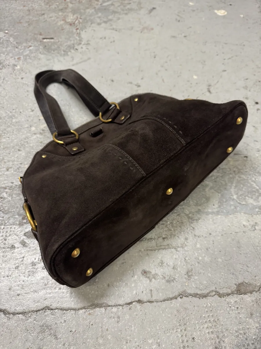 2000s Yves Saint Laurent Dark Suede Premium Handle Bag - Image 14