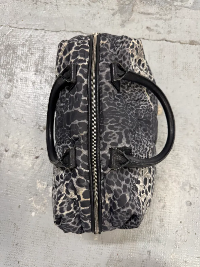 2000s Yves Saint Laurent Easy Leopard Print Nylon Handle Bag - Image 5
