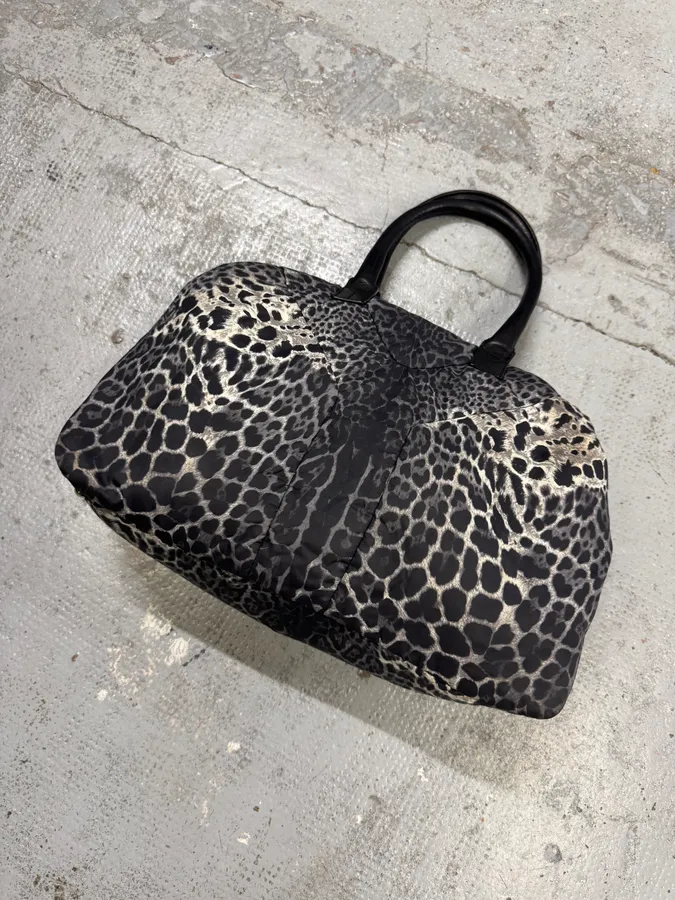 2000s Yves Saint Laurent Easy Nylon Leopard Print Handle Bag - Image 3