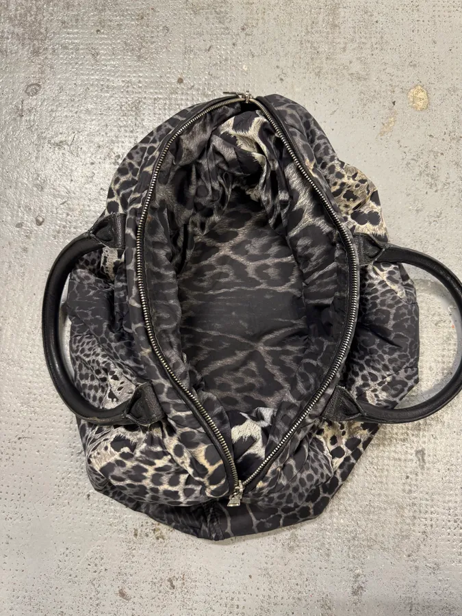2000s Yves Saint Laurent Easy Nylon Leopard Print Handle Bag - Image 6
