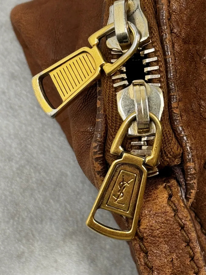 2000s Yves Saint Laurent Easy Y Brown Grained Leather Handle Bag - Image 8