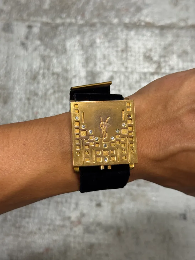2000s Yves Saint Laurent Golden Parfum Bracelet - Image 3