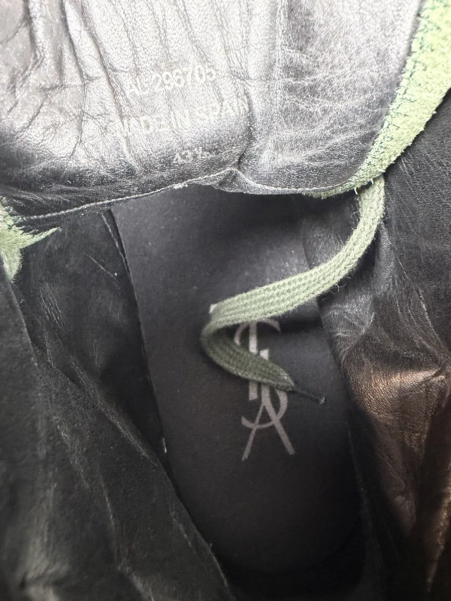 2000s Yves Saint Laurent Green Suede Leather High Sneakers - Image 8