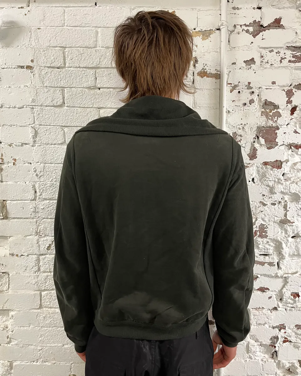 2000s Yves Saint Laurent Khaki High Collar Zip-up Sweater - Image 4
