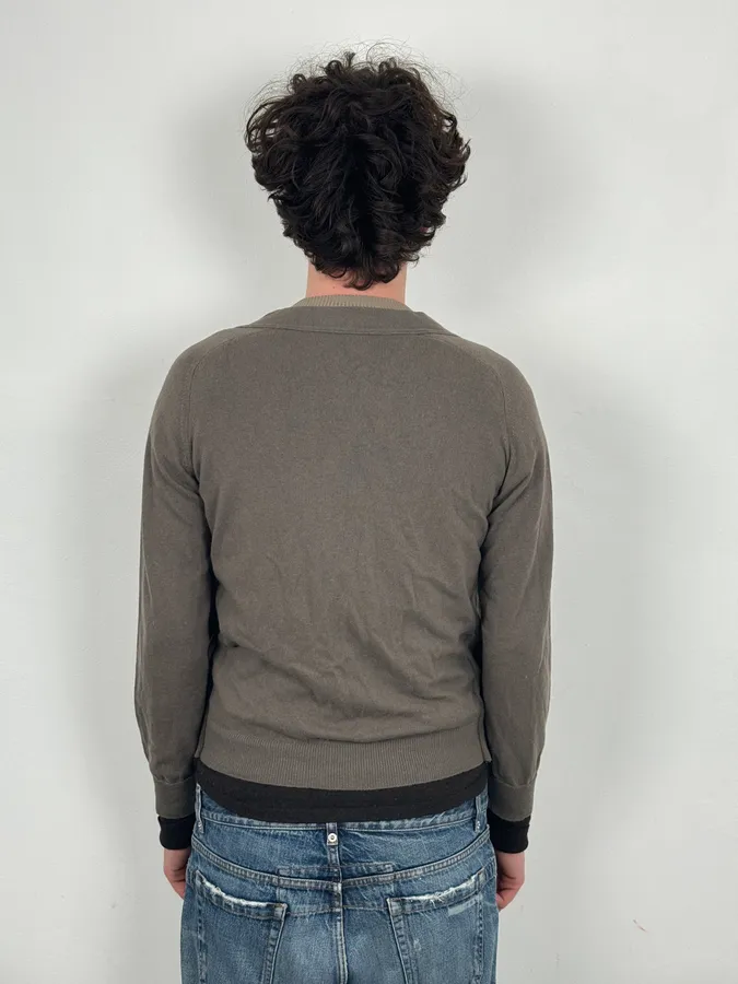 2000s Yves Saint Laurent Layered Beige & Brown Wool Cardigan - Image 3