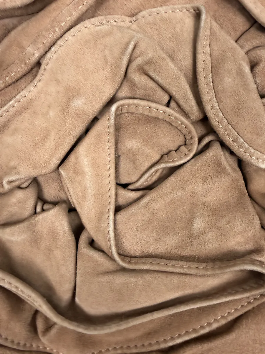 2000s Yves Saint Laurent Mauve Purple Flower Suede Leather Bag - Image 11