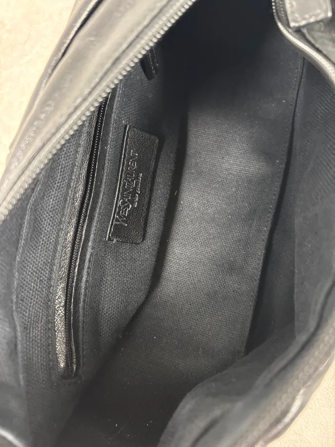 2000s Yves Saint Laurent Mombasa Black Leather Shoulder Bag - Image 10