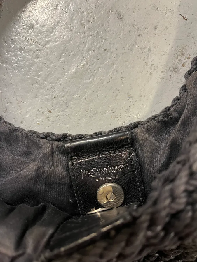 2000s Yves Saint Laurent Mombasa Black Woven Knot Horn Handle Bag - Image 8