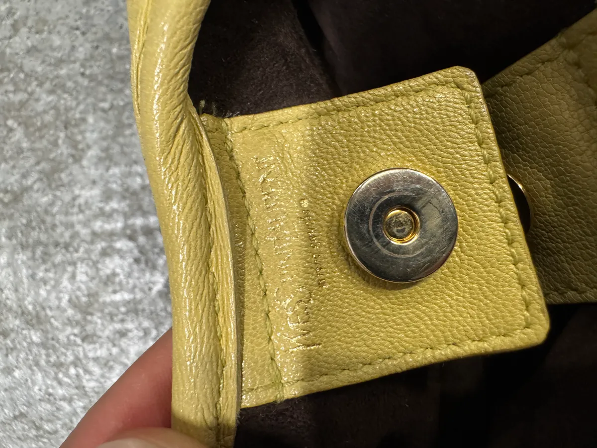 2000s Yves Saint Laurent Mombasa Saint Tropez Yellow Leather Handle Bag - Image 8