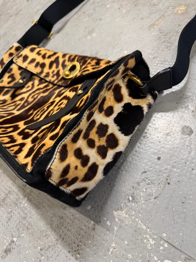 2000s Yves Saint Laurent Pony Hair Leopard Leather Shoulder Bag - Image 4