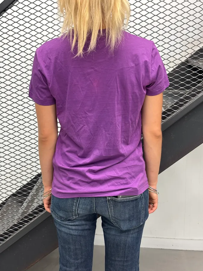 2000s Yves Saint Laurent Purple Logo T-Shirt - Image 3