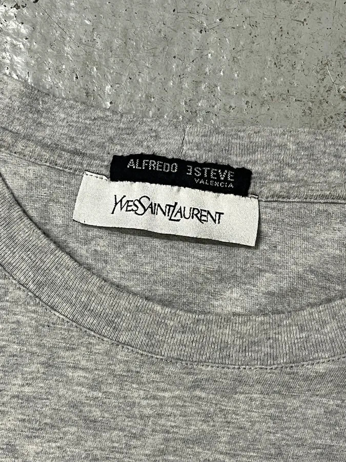 2000s Yves Saint Laurent Radio Grey T-Shirt - Image 7