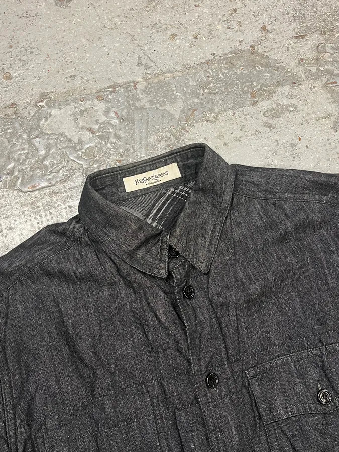 2000s Yves Saint Laurent Rive Gauche Grey Denim Shirt - Image 5