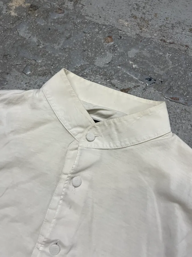 2000s Yves Saint Laurent Rive Gauche White Henley Mao Shirt - Image 4