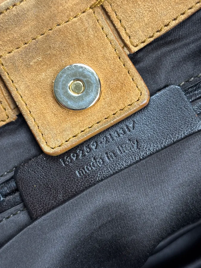 2000s Yves Saint Laurent Tan Nubuck Ring-Detail Shoulder Bag - Image 12
