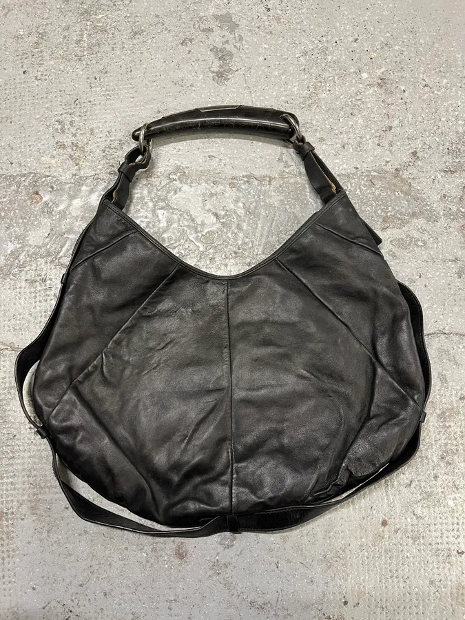2000s Yves Saint Laurent Tom Ford Mombasa Black Horn Handle Leather Bag - Image 9