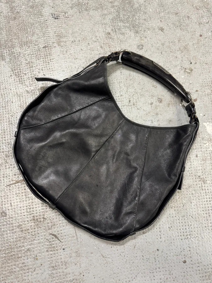2000s Yves Saint Laurent Tom Ford Mombasa Horn Black Leather Handle Bag - Image 2