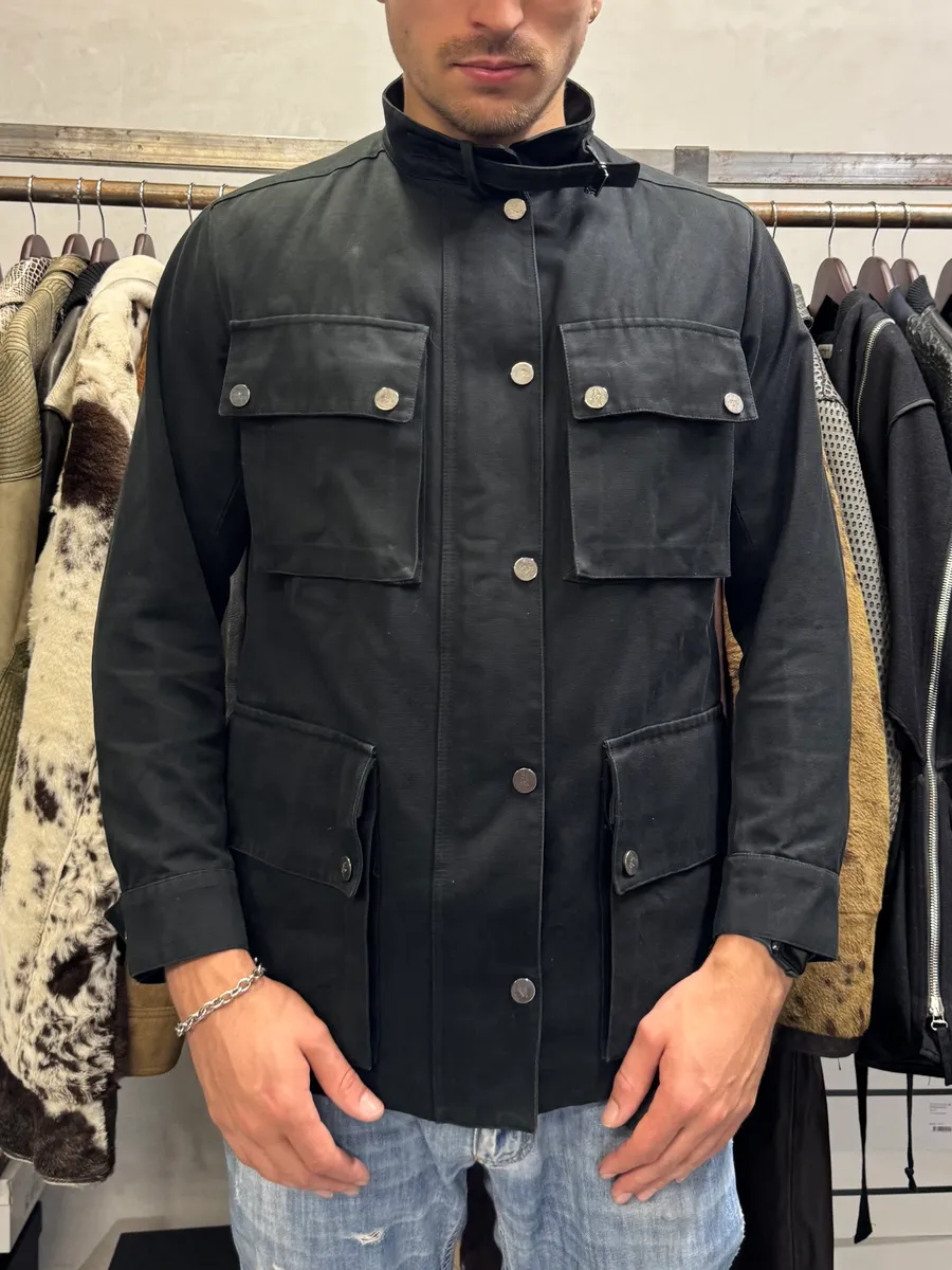 2003 Gucci Black Multi Pockets Belted Long Jacket - Image 2