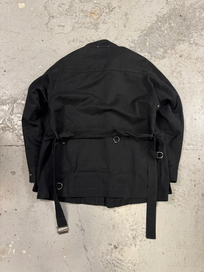 2003 Gucci Black Multi Pockets Belted Long Jacket - Image 4