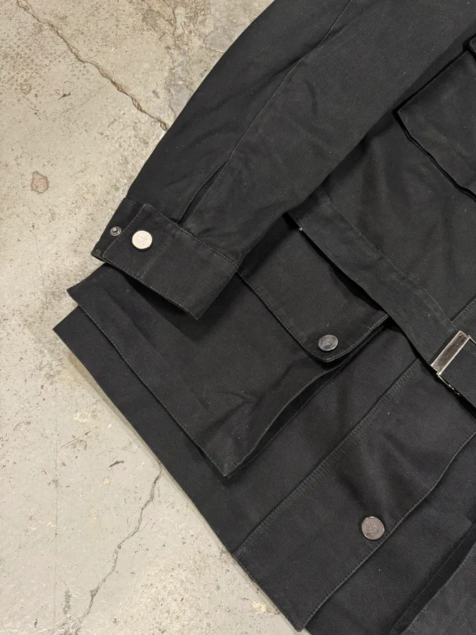 2003 Gucci Black Multi Pockets Belted Long Jacket - Image 7