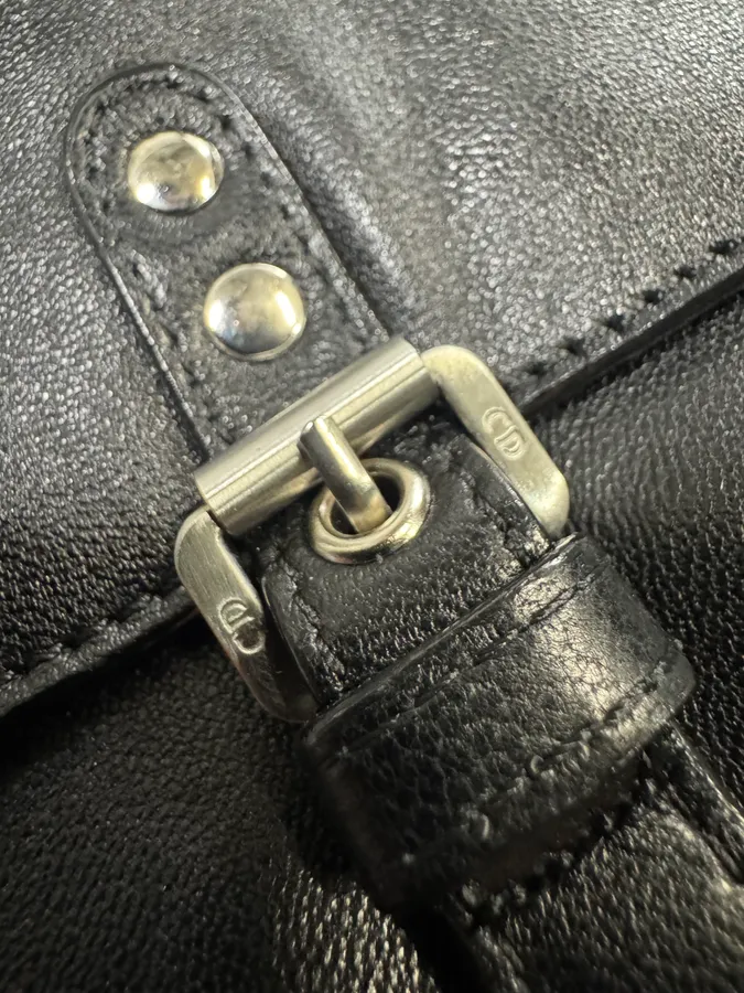 2006 Christian Dior Metal Gaucho Black Leather Shoulder Bag - Image 9