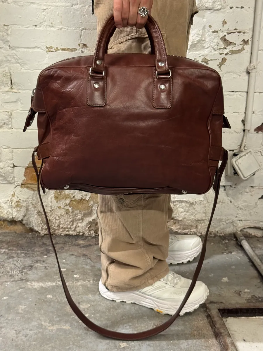 2006 Maison Margiela H&M Upside Brown Leather Shoulder Bag - Image 3