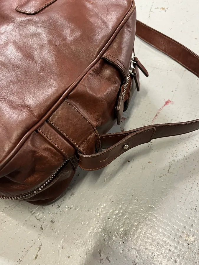 2006 Maison Margiela H&M Upside Brown Leather Shoulder Bag - Image 6
