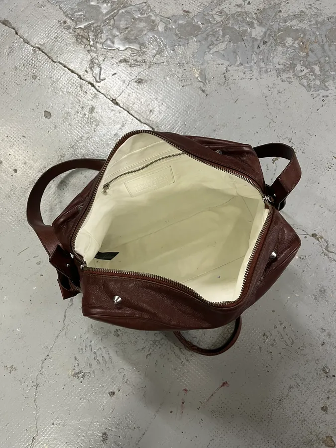 2006 Maison Margiela H&M Upside Brown Leather Shoulder Bag - Image 9