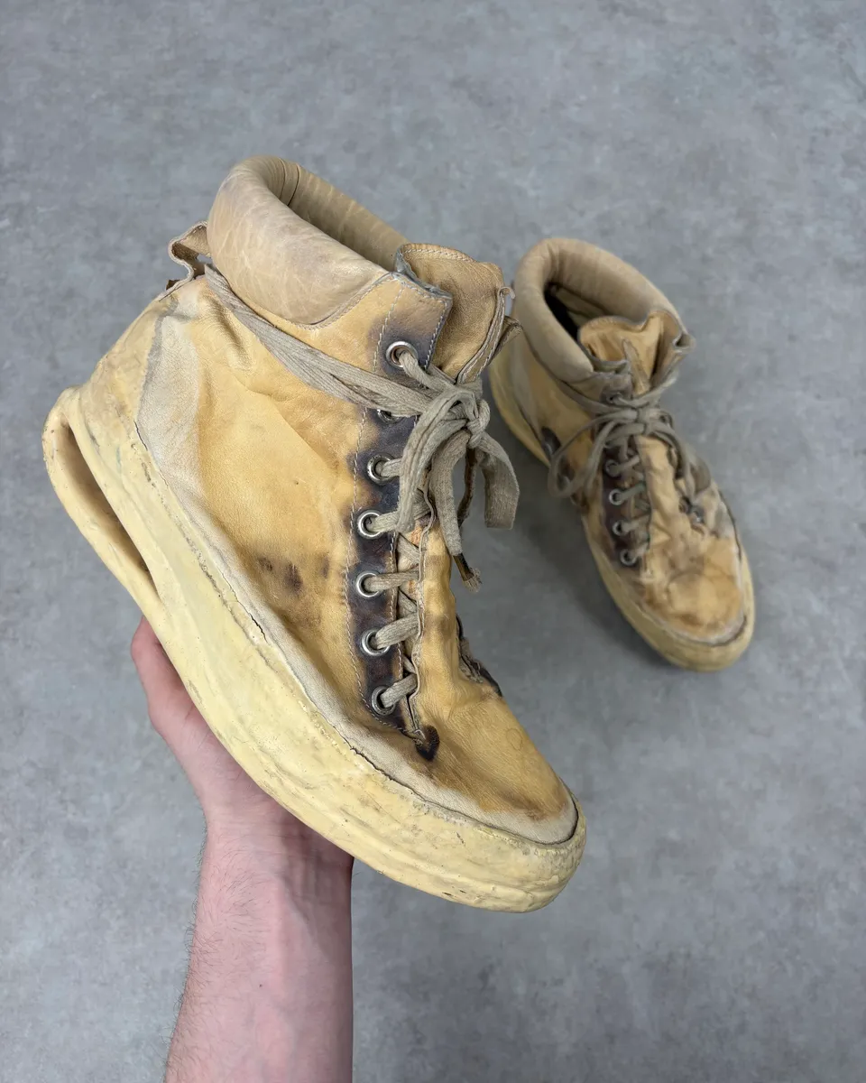 2009 Carol Christian Poell Cream Kangaroo Leather High Boots