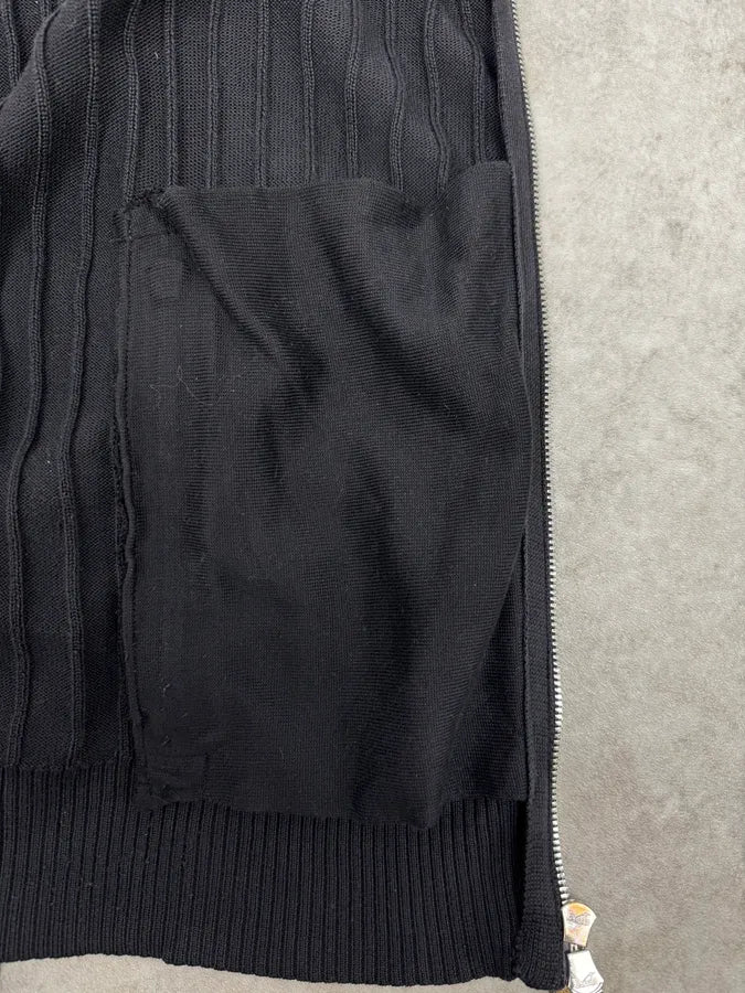 200s Dirk Bikkembergs Cross Lines Black Wool Zip-Up Sweater - Image 11