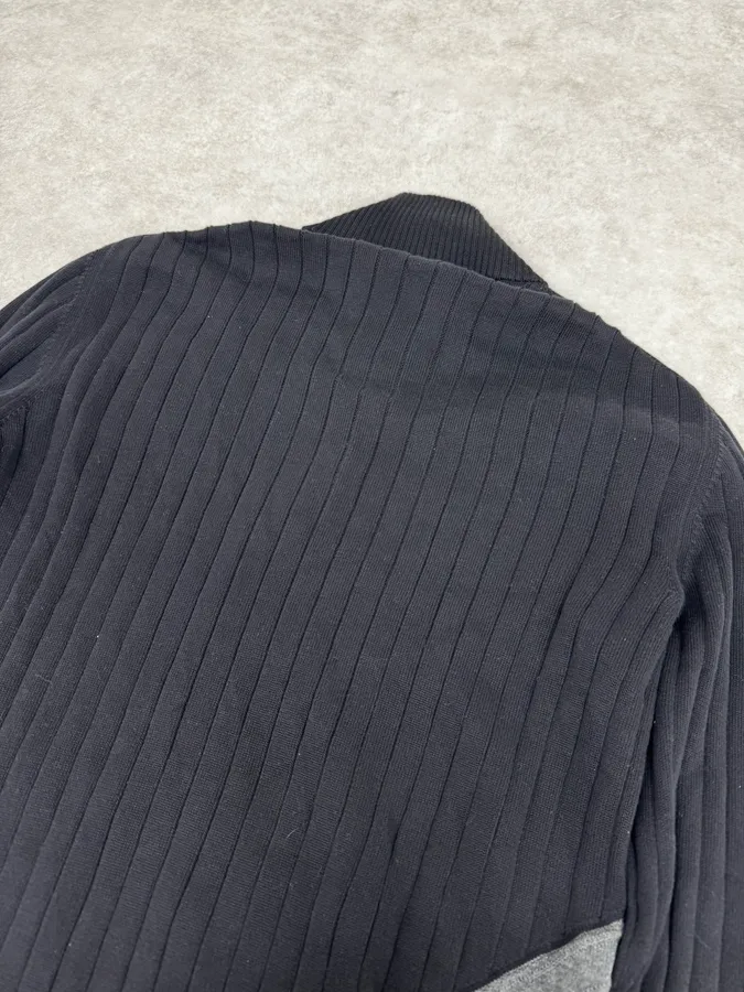 200s Dirk Bikkembergs Cross Lines Black Wool Zip-Up Sweater - Image 6