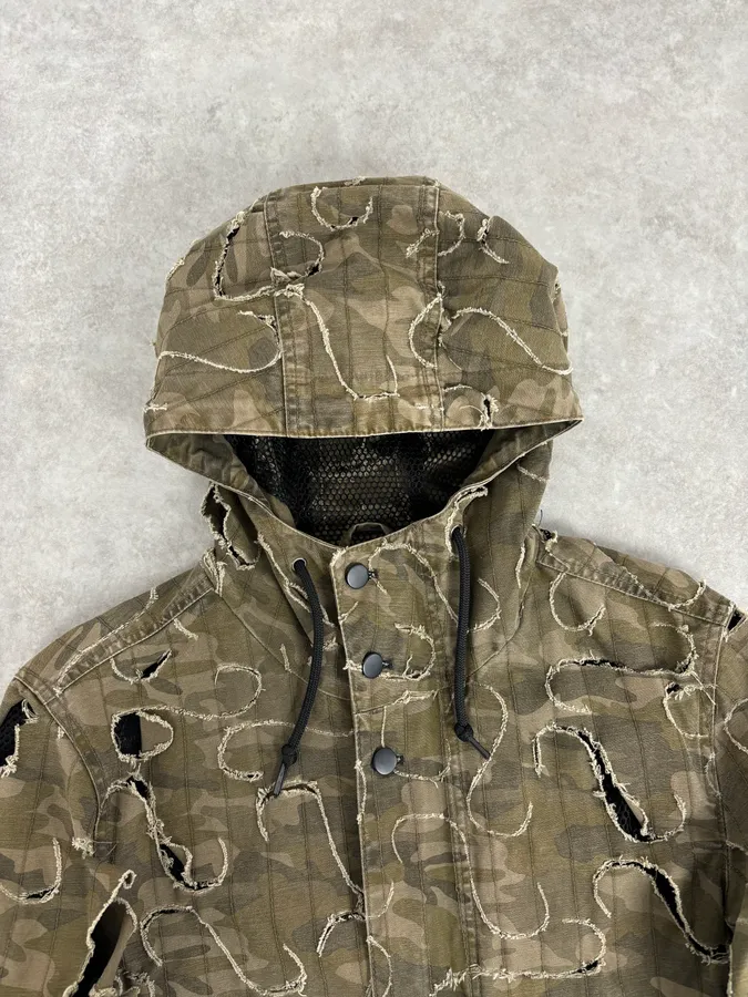 2010 Diesel Khaki Jacket Nylon Laser Cut Distressed Size L - Image 4