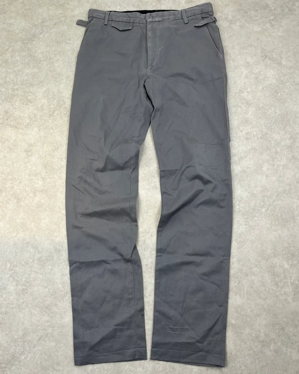 2010s Alexander McQueen Grey Side Belt Strap Pants
