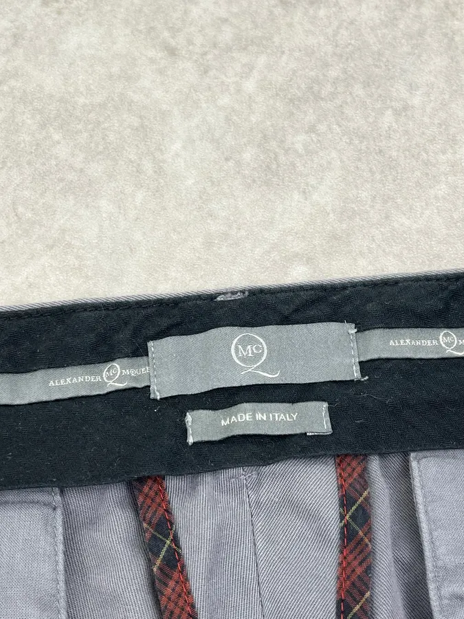 2010s Alexander McQueen Grey Side Belt Strap Pants - Image 10