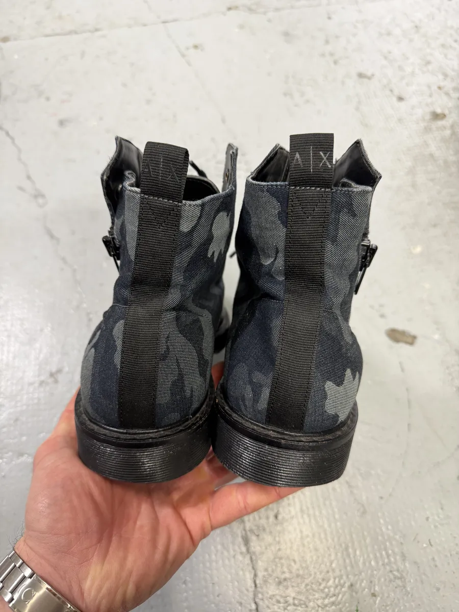 2010s Armani Black Camo Hybrid Boots - Image 4