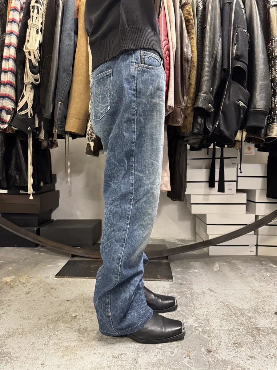 2010s Armani Blue Tagged Washed Denim Jeans - Image 4