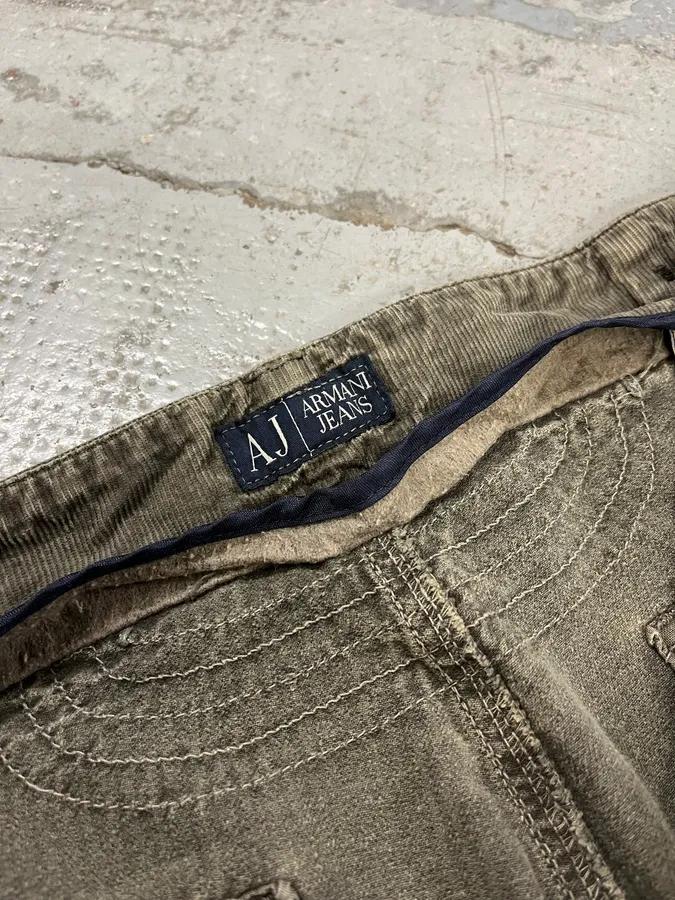 2010s Armani Grey Corduroy Cargo Pants - Image 11