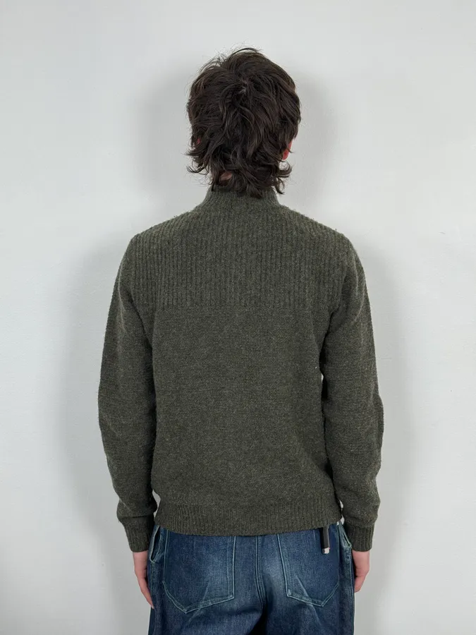 2010s Armani Khaki Green Wool Buttoned Sweater - Image 3