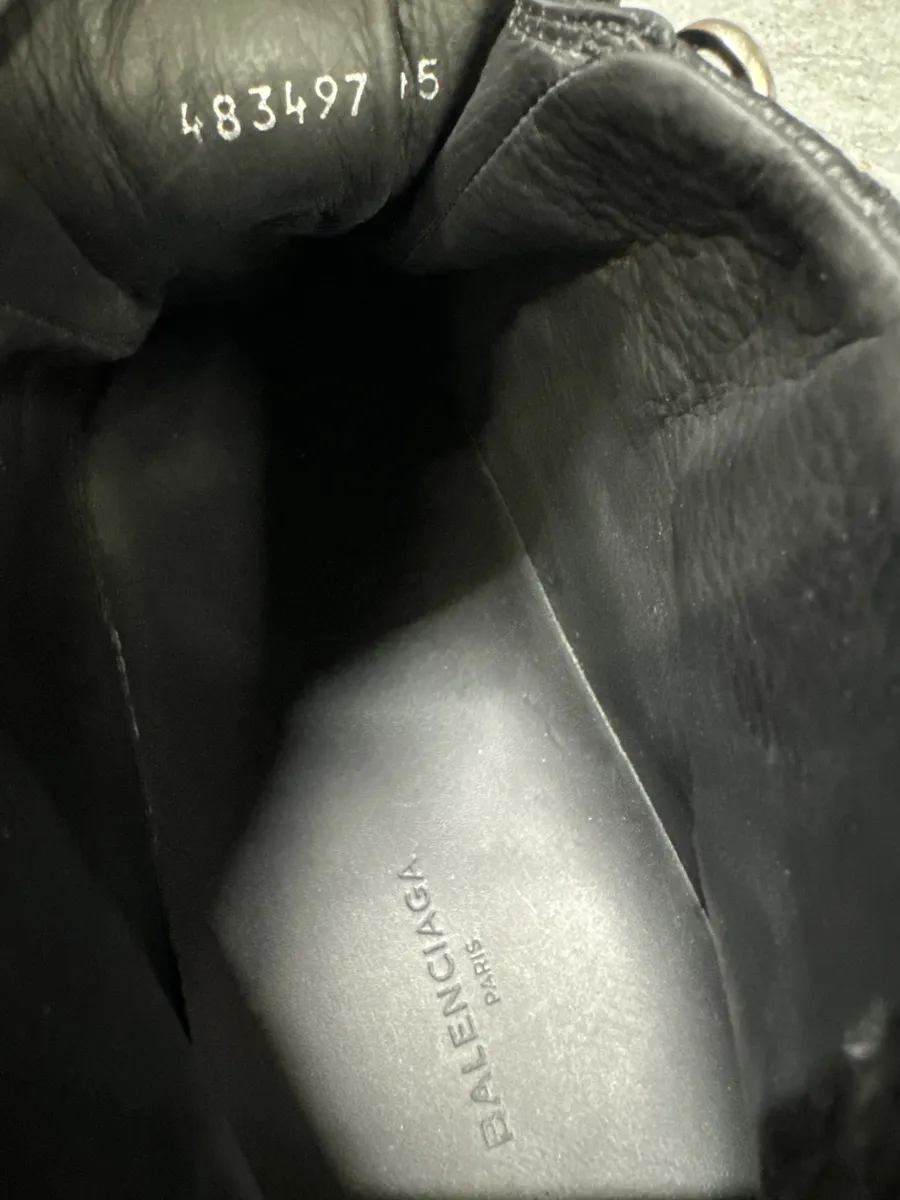2010s Balenciaga Arena Black Cracked Leather High Top Sneakers - Image 9