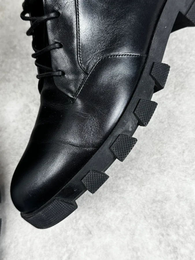 2010s Balenciaga Black High Combat Leather Boots - Image 6