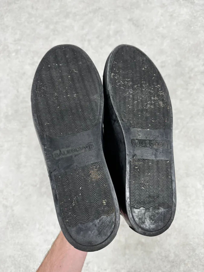 2010s Balenciaga Dark Navy Arena Grained Leather High Sneakers - Image 7