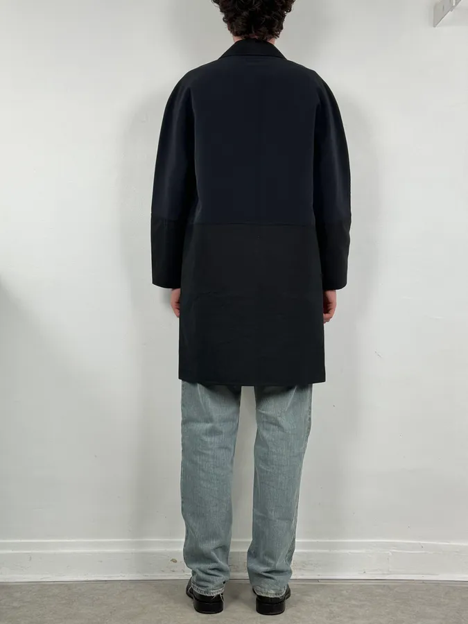 2010s Balenciaga Sample Black & Navy Geometrical Trench Coat - Image 3