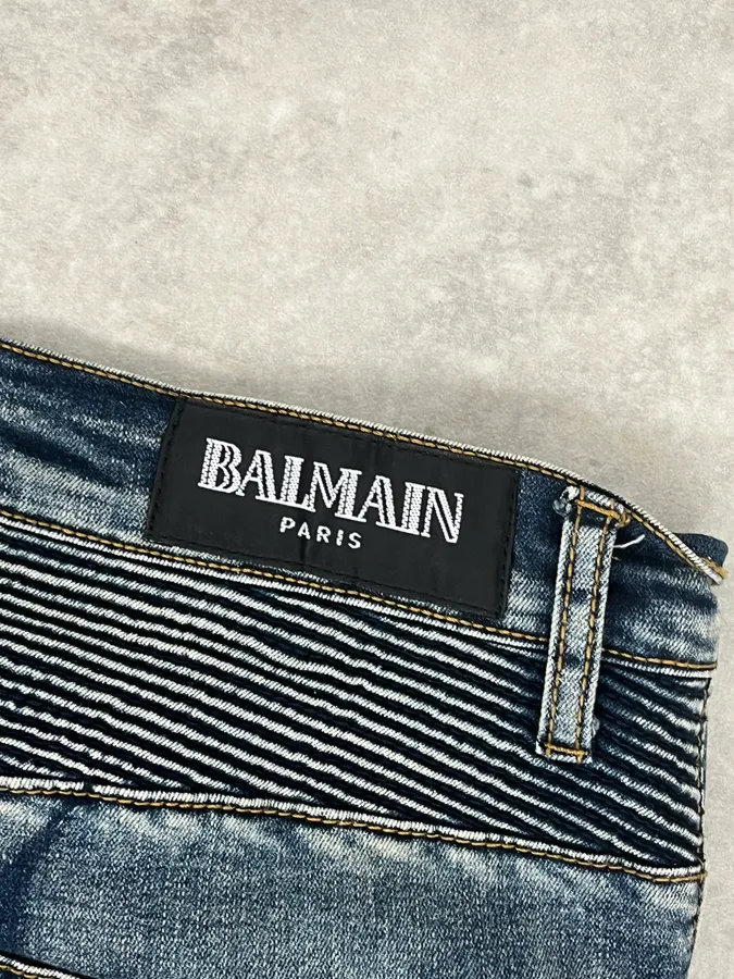 2010s Balmain Biker Blue Denim Jeans - Image 10