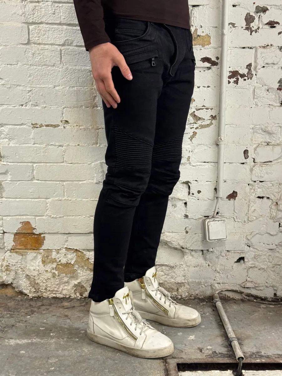 2010s Balmain Black Biker Avant-Garde Jeans - Image 4