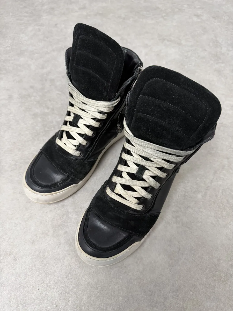 2010s Balmain Black Suede Leather High Top Sneakers - Image 2