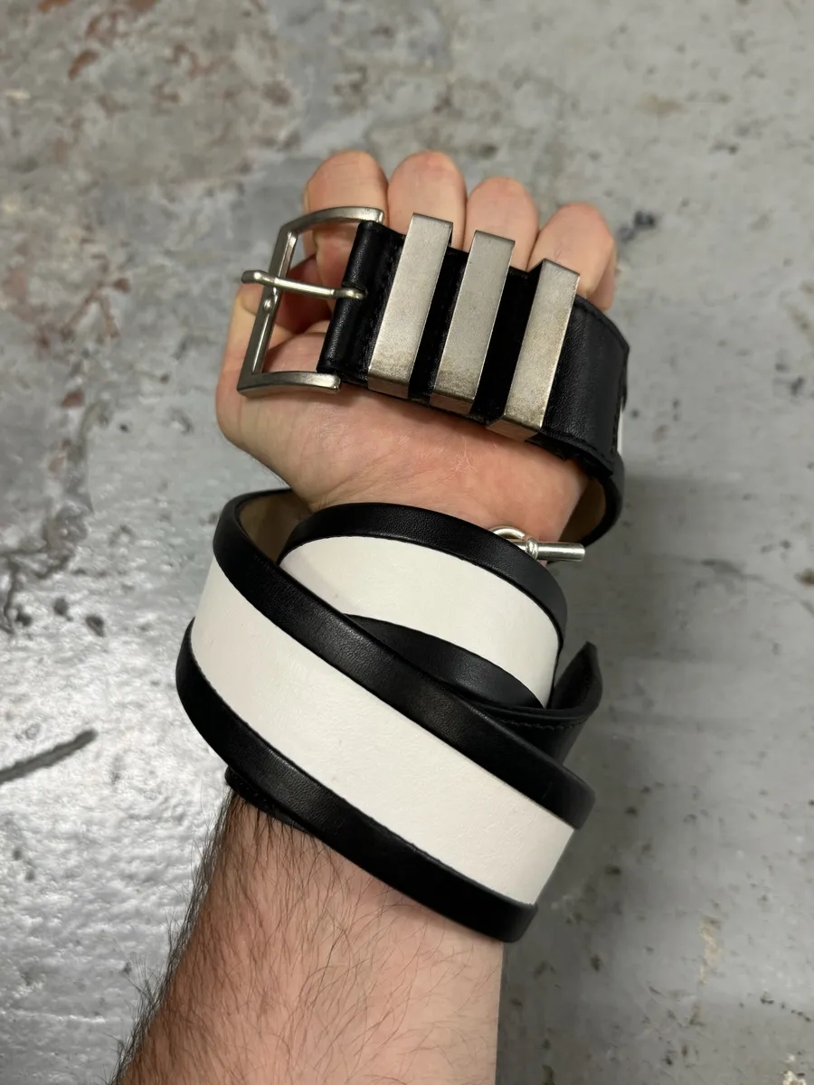 2010s Balmain Black & White Contemporary Leather Belt