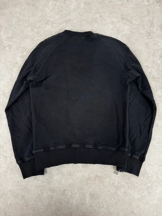 2010s Balmain Black Zip-Shoulder Distressed Sweater - Image 4