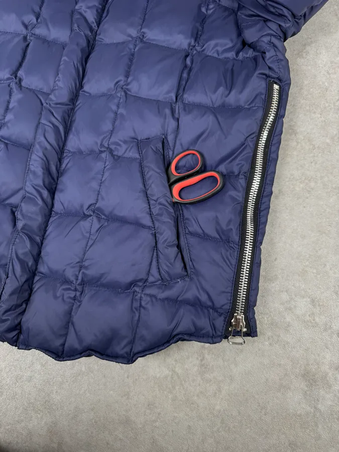 2010s Balmain Blue Leather Shoulder Patch Puffer Jacket - Image 8