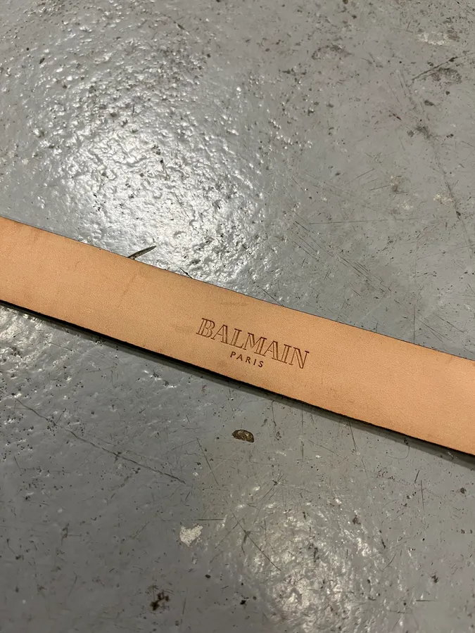 2010s Balmain Golden Cowboy Green Leather Belt - Image 9