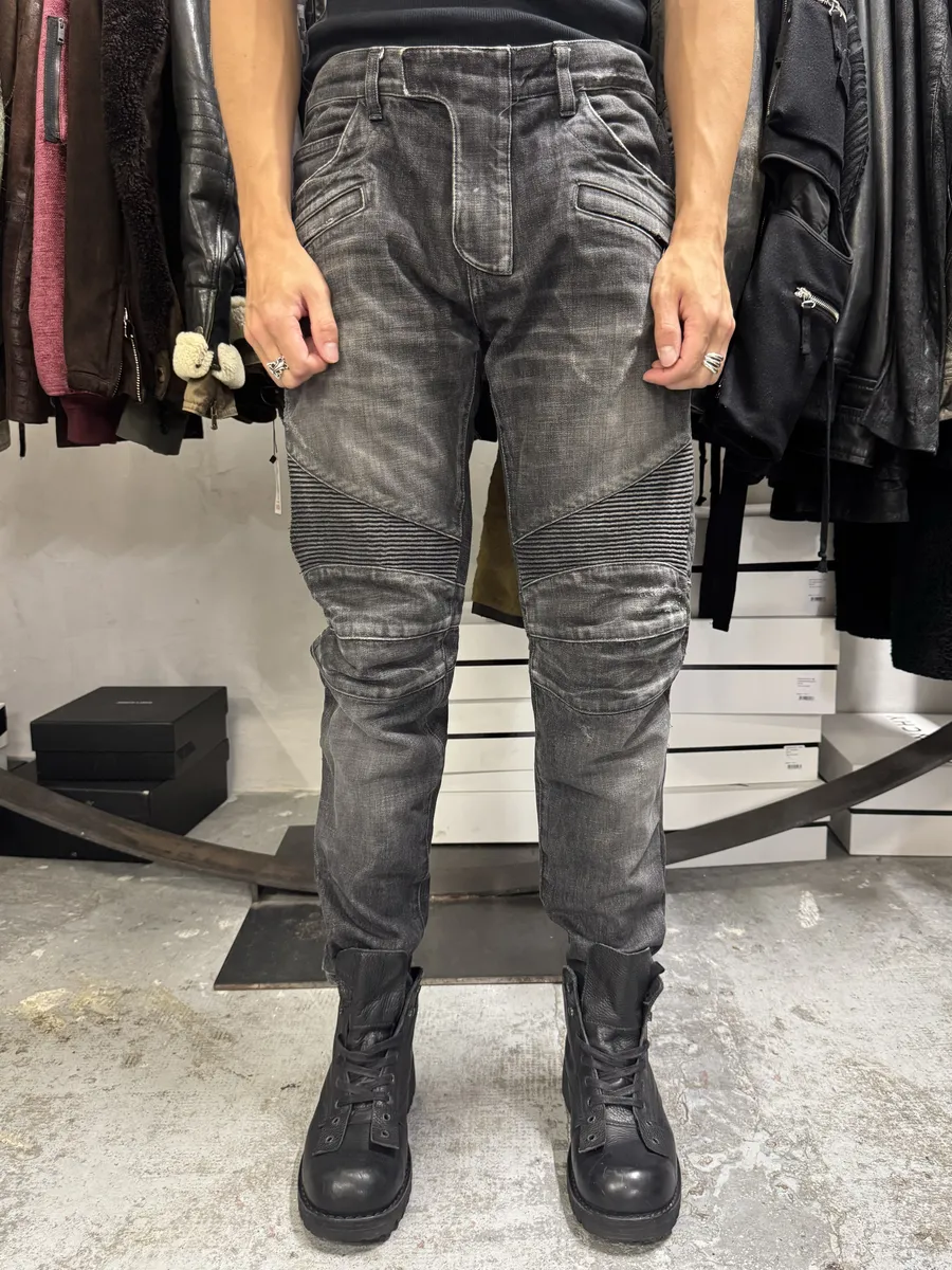 2010s Balmain Grey Slim Denim Jeans